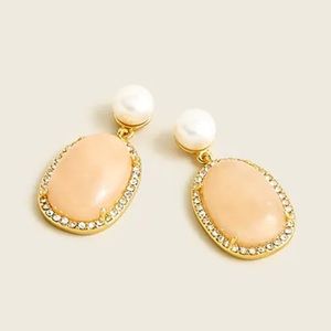 NWT J. Crew Dark Mauve Stone and freshwater pearl earrings